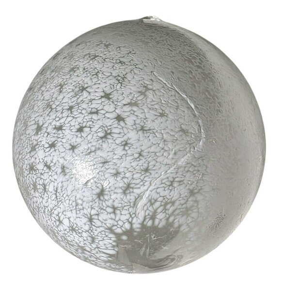 Heavy Blown Glass Ornament Frosted Snowflakes Handcrafted Bauble Witch Ball 13oz - Picture 6 of 10